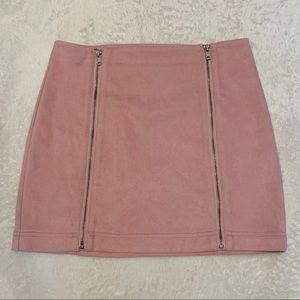 Pink Suede Mini Skirt